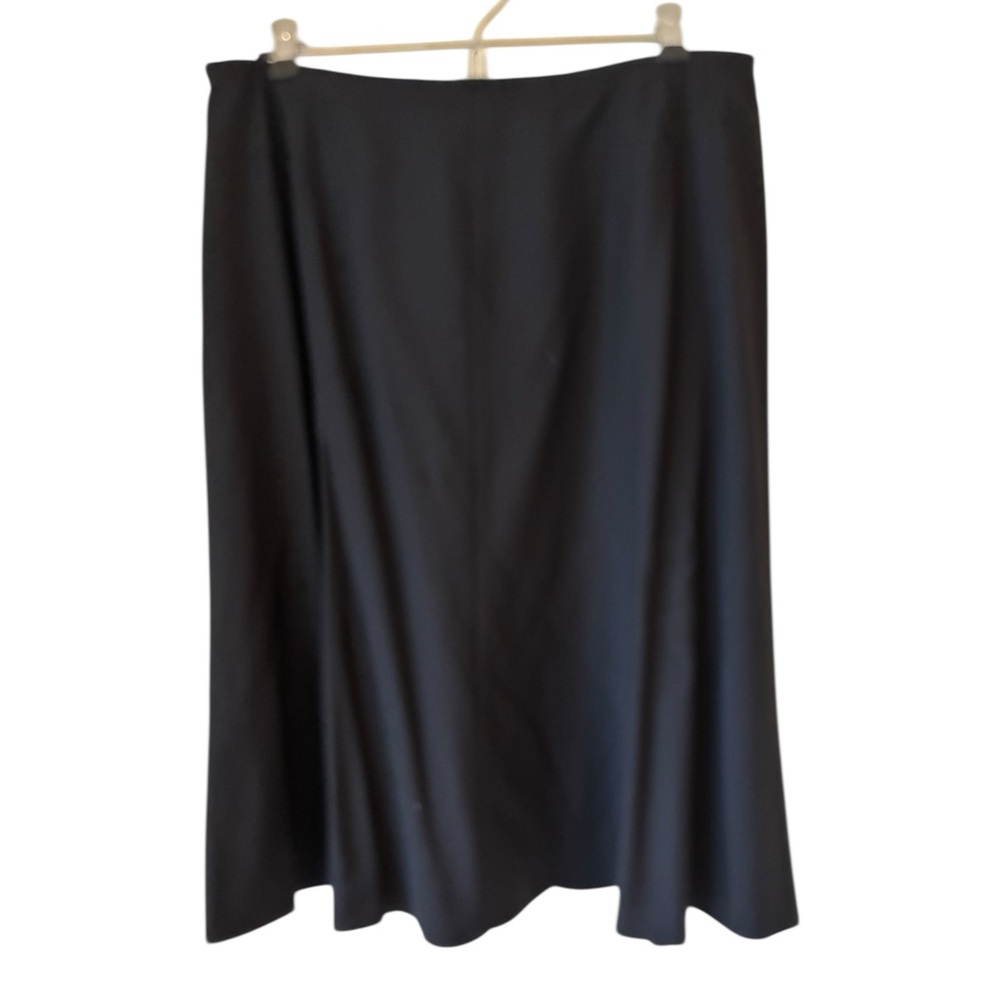 Eileen Fisher Black Tropical Wool Blend A-Line Midi Skirt - Size Medium - Picture 2 of 4